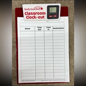 Red Classroom Clock-Out Clipboard